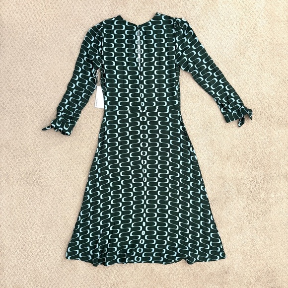 NEW Reformation Port Print Midi Dress 3/4 Sleeve in Venture Green Women’s Size 4 - Picture 8 of 10
